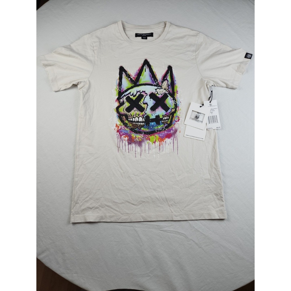Cult Of Individuality Cream White Shirt Mens S Shimuchan Spray Paint Streetwear